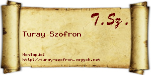 Turay Szofron névjegykártya